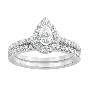 Unique Moments 1 Ctw Lab Grown Diamond Pear Bridal Set in 10K White Gold