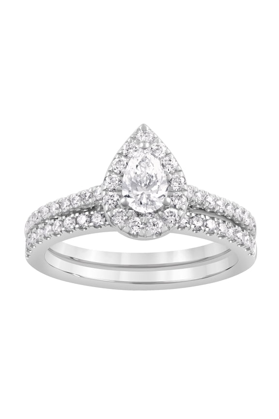 Unique Moments 1 Ctw Lab Grown Diamond Pear Bridal Set in 10K White Gold