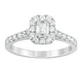 thumbnail image 1 of Unique Moments 1 ct Lab Grown Diamond Halo Emerald Engagement Ring in 14K White Gold (G-H, SI1-SI2), 1 of 11