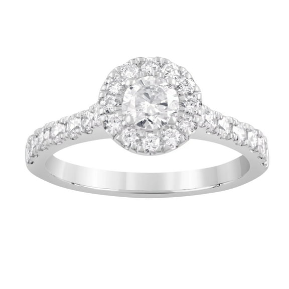 Unique Moments 1 ct Lab Grown Diamond Halo Round Engagement Ring in 14K White Gold