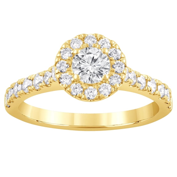 Unique Moments 1 ct Lab Grown Diamond Halo Round Engagement Ring in 14K Yellow Gold