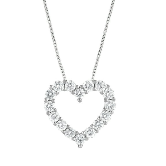 Unique Moments 1 ct Lab Grown Diamond Heart Pendant Necklace in 14K White Gold (G-H, SI1-SI2), 18"