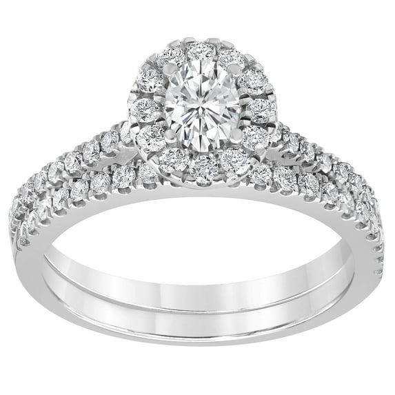 Unique Moments 1 ct Lab Grown Diamond Oval Bridal Set in 10K White Gold