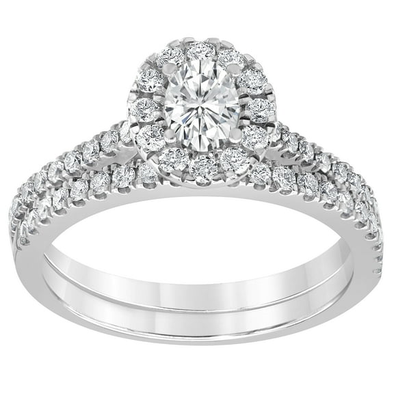 Unique Moments 1 ct Lab Grown Diamond Oval Bridal Set in 14K White Gold