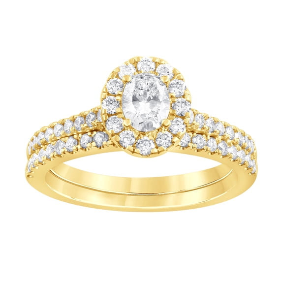 Unique Moments 1 ct Lab Grown Diamond Oval Bridal Set in 14K Yellow Gold (G-H, SI1-SI2)