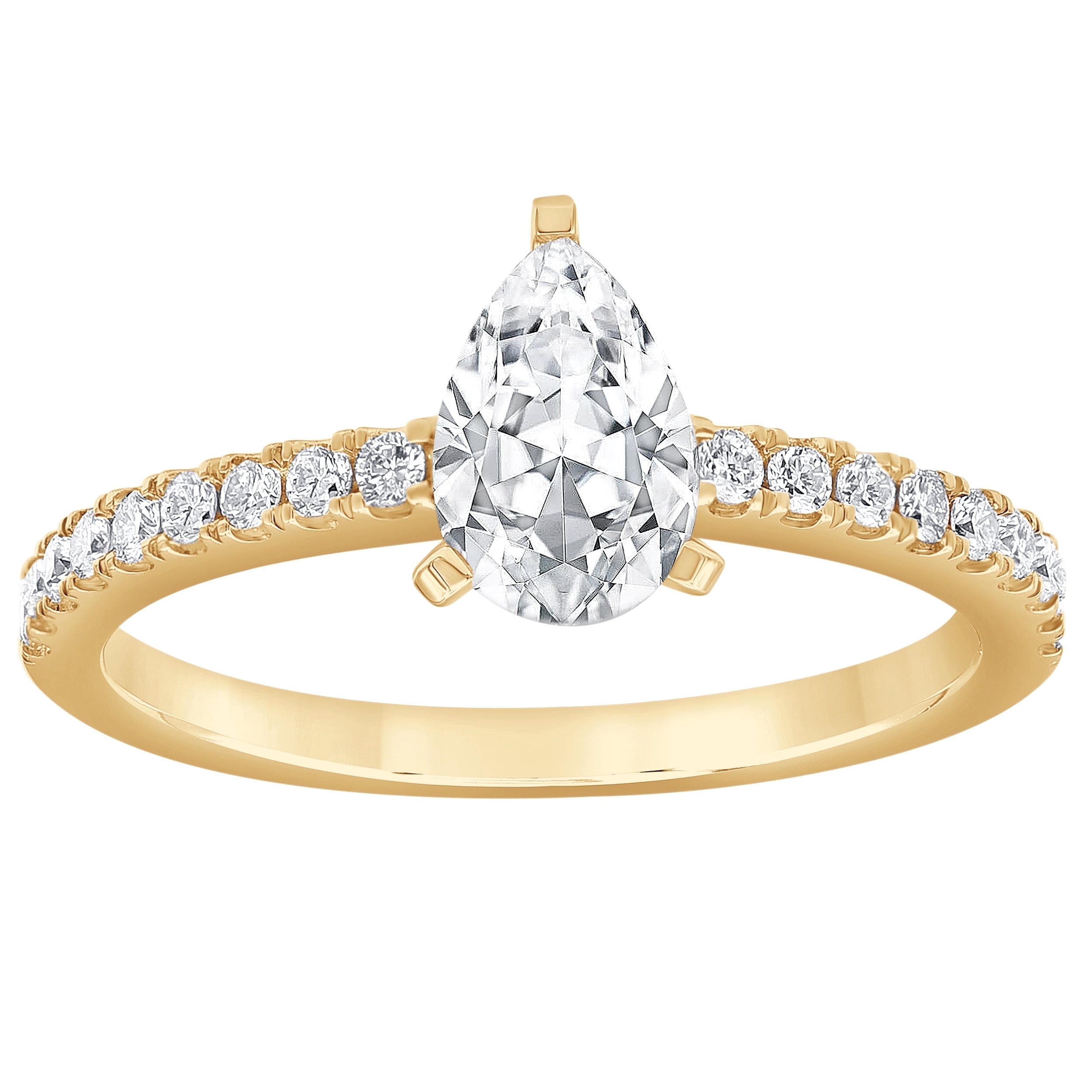 Unique Moments 1 ct Pear Lab Grown Diamond Engagement Ring 14K Yellow ...