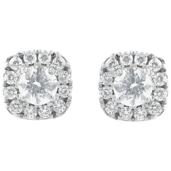 Unique Moments 1 ct Lab Grown Diamond Solitaire Halo Earrings in 14K White Gold