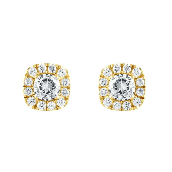Unique Moments 1 ct Lab Grown Diamond Solitaire Halo Earrings in 14K Yellow Gold