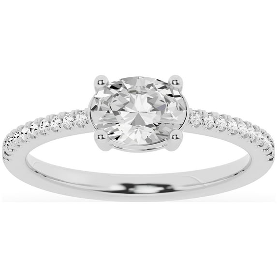 Unique Moments 1 ct Lab Grown Oval Cut Diamond Engagement Solitaire Ring 14K White Gold