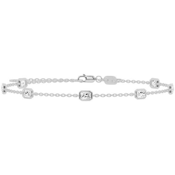 Unique Moments 1 ct Lab-Grown Radiant Diamond Station Bracelet 14K White Gold