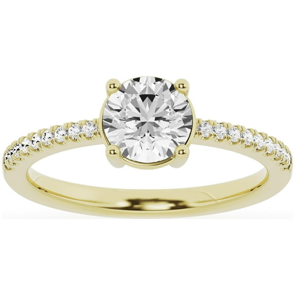 Unique Moments 1 ct Lab Grown Round Cut Diamond Engagement Solitaire Ring 10K Yellow Gold