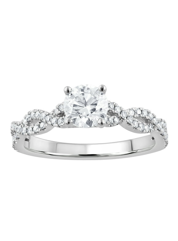 Unique Moments 1 ct Round Lab Grown Diamond Engagement Ring in 10K White Gold (J, SI-I1)