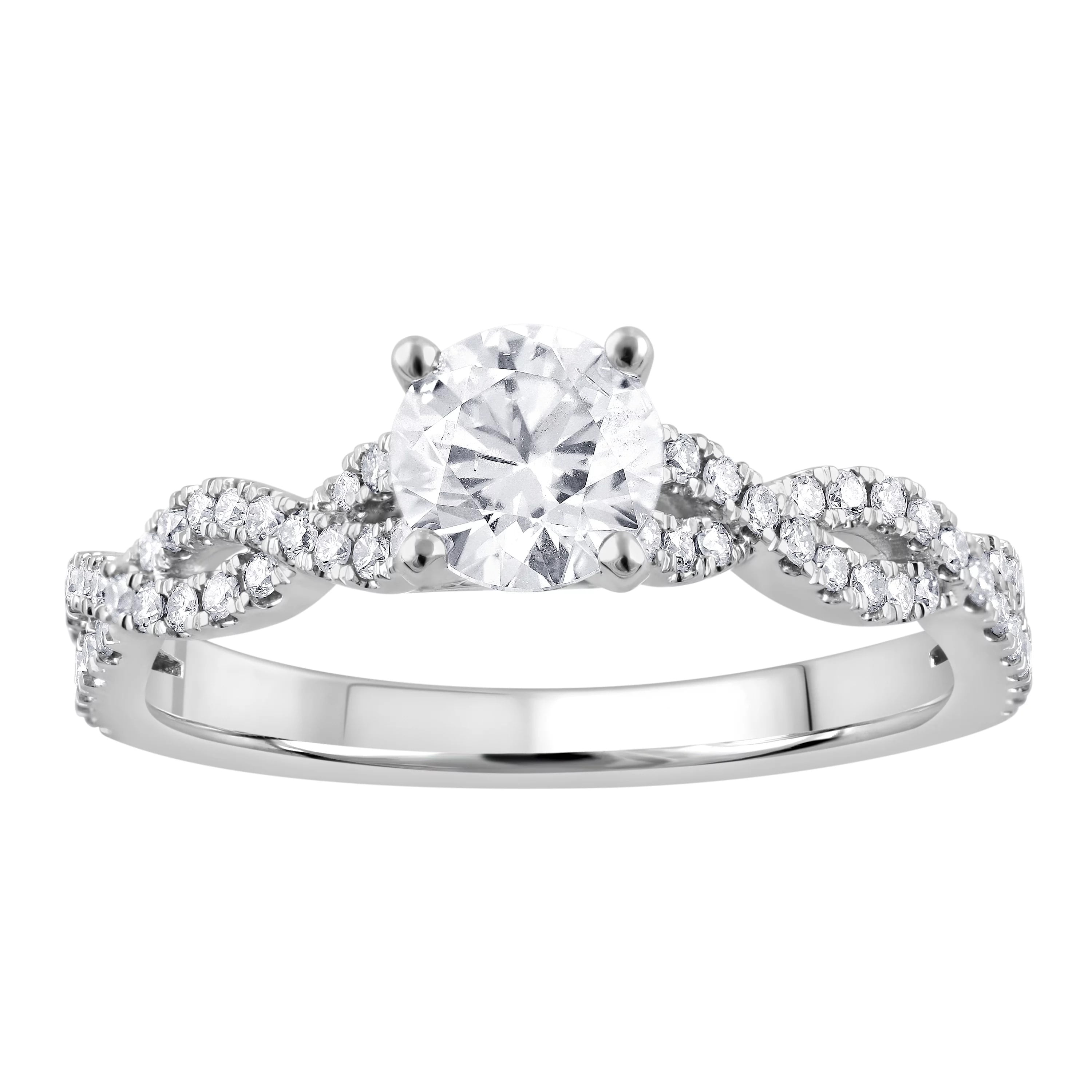 Vintage Style Halo Diamond Ring .39 Cttw 14K White Gold 308A