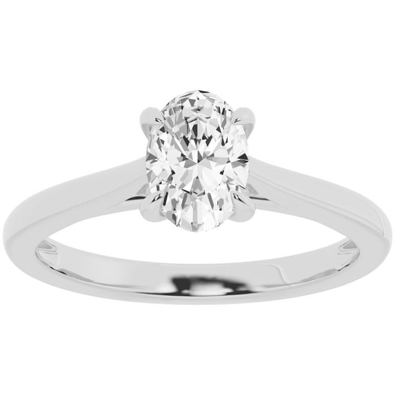 Unique Moments 1 ct Solitaire 4-Prong Lab Grown Oval-Cut Diamond Engagement Ring 14K White Gold