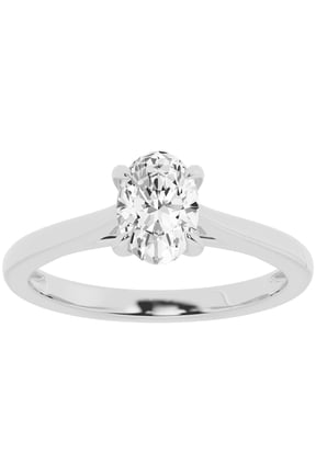Unique Moments 1 ct Solitaire 4-Prong Lab Grown Oval-Cut Diamond Engagement Ring 14K White Gold