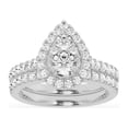 thumbnail image 1 of Unique Moments 10K White Gold 1.50 CT Round Lab-grown Diamond Pear Shaped Halo Bridal Ring Set, 1 of 6