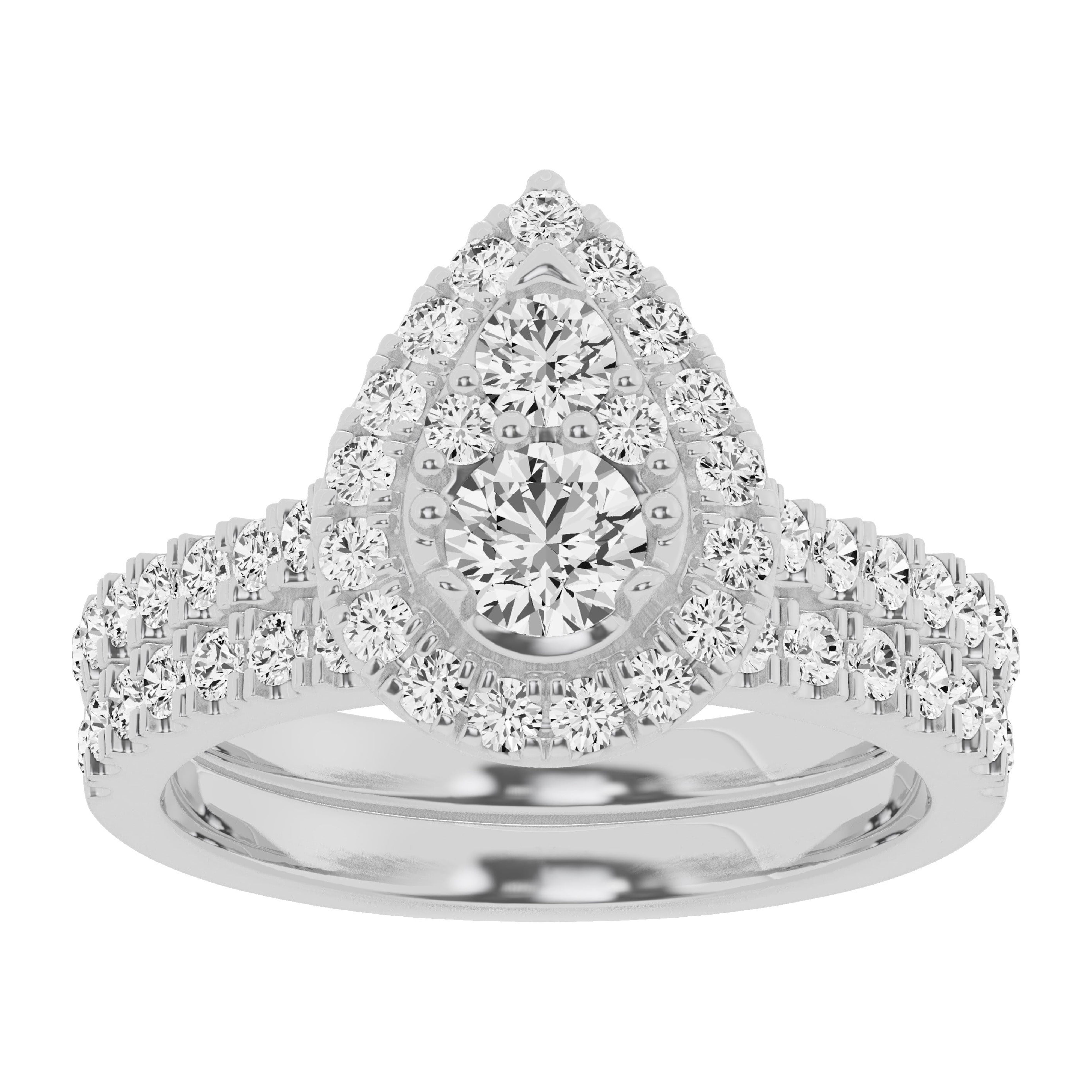 0.75 - 1.50 CTW 14K Prong Setting Pear Shaped Lab Grown Diamond Engagement Ring - Kylie 14K White Gold / 1.50 CTW