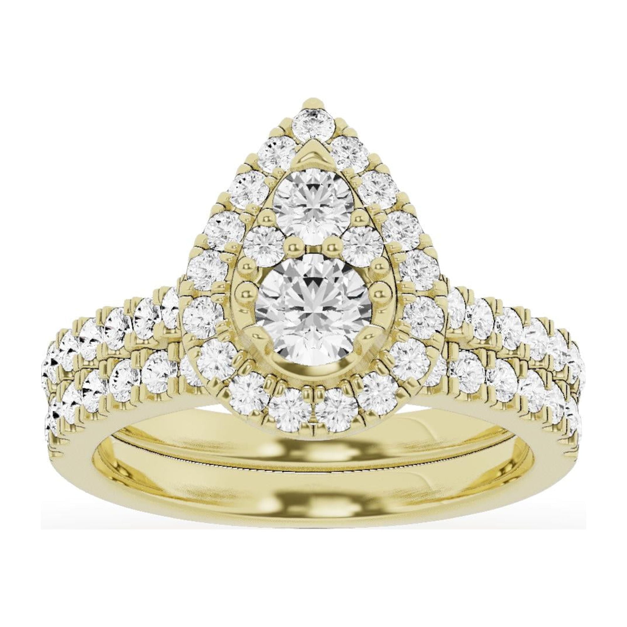 Unique Moments 10K Yellow Gold 1.50 CT Round Lab-grown Diamond Pear Unique Moments 10K Yellow Gold 1.50 CT Round Lab-grown Diamond Pear