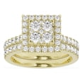 thumbnail image 1 of Unique Moments 10K Yellow Gold 1.50 CT Round Lab-grown Diamond Square Frame Bridal Ring Set, 1 of 7