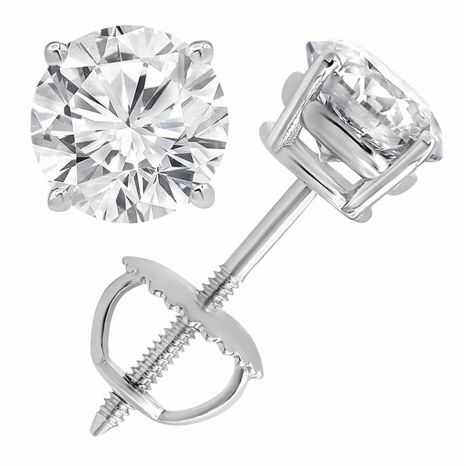 Unique Moments 14K White Gold 1.25 Ct Round Cut Lab Grown Diamond Stud Earrings for Women