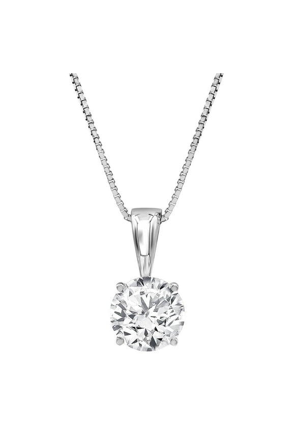 Unique Moments 14K White Gold 1.50 Ct Round Cut Lab Grown Diamond Pendant Necklace for Women