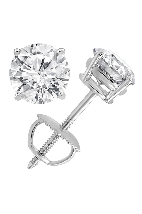 Unique Moments 14K White Gold 1.75 Ct Round Cut Lab Grown Diamond Stud Earrings for Women