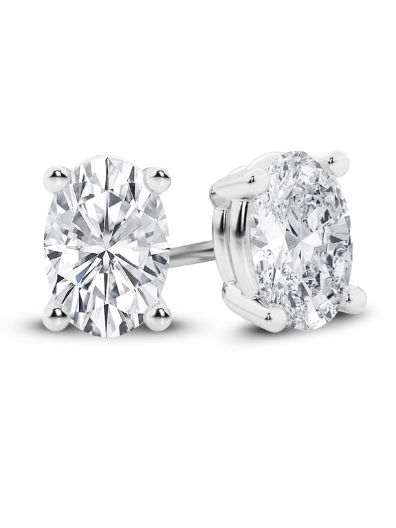 Unique Moments 14K White Gold 4 Ctw Oval Cut Lab Grown Diamond Stud Earrings for Women