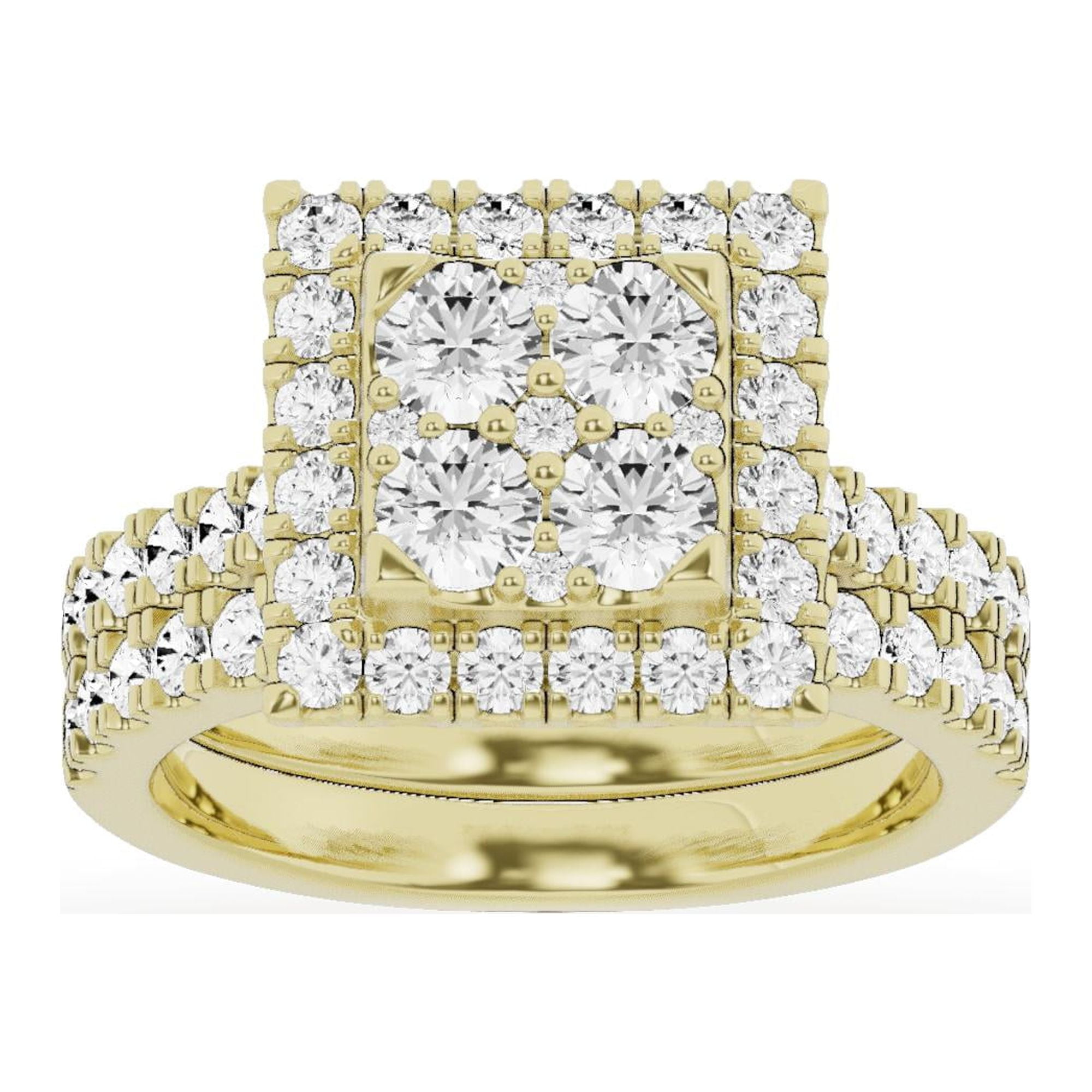 Unique Moments 14K Yellow Gold 2.00 CT Round Lab-grown Diamond Square Unique Moments 14K Yellow Gold 2.00 CT Round Lab-grown Diamond Square