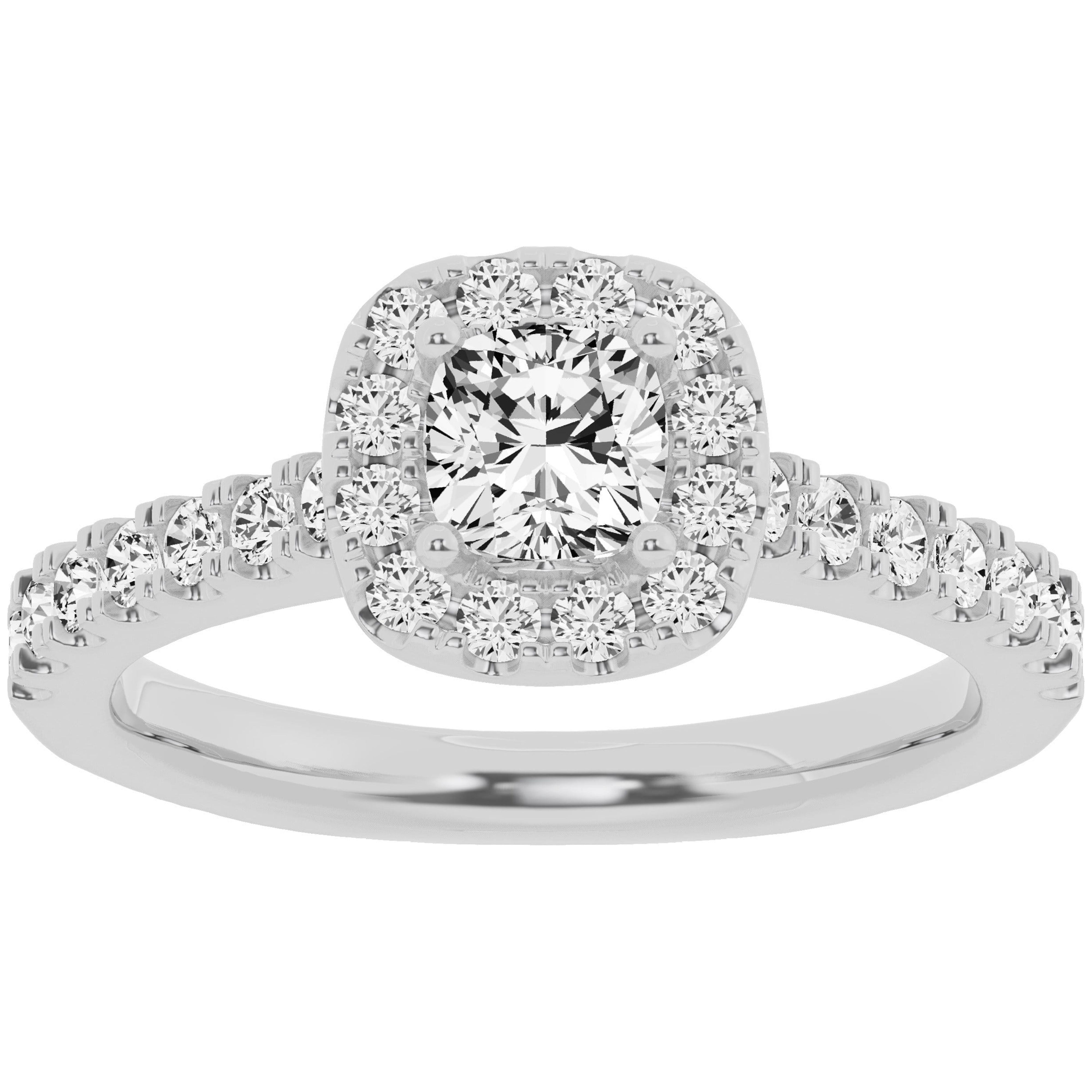 Unique Moments 1ct Lab Grown Halo Cushion Shape Diamond Engagement Ring ...