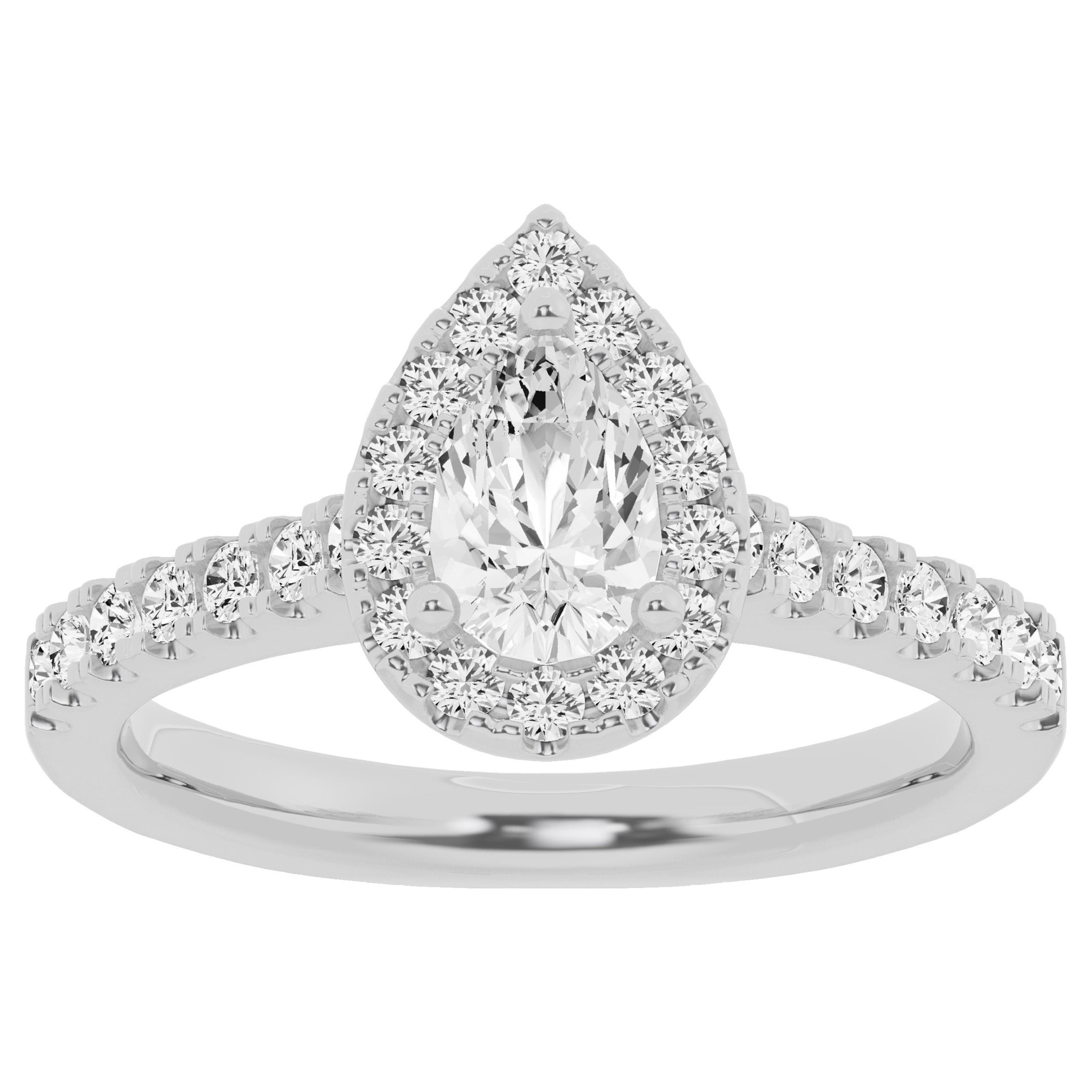 Unique Moments 1ct Lab Grown Halo Pear Shape Diamond Engagement Ring ...