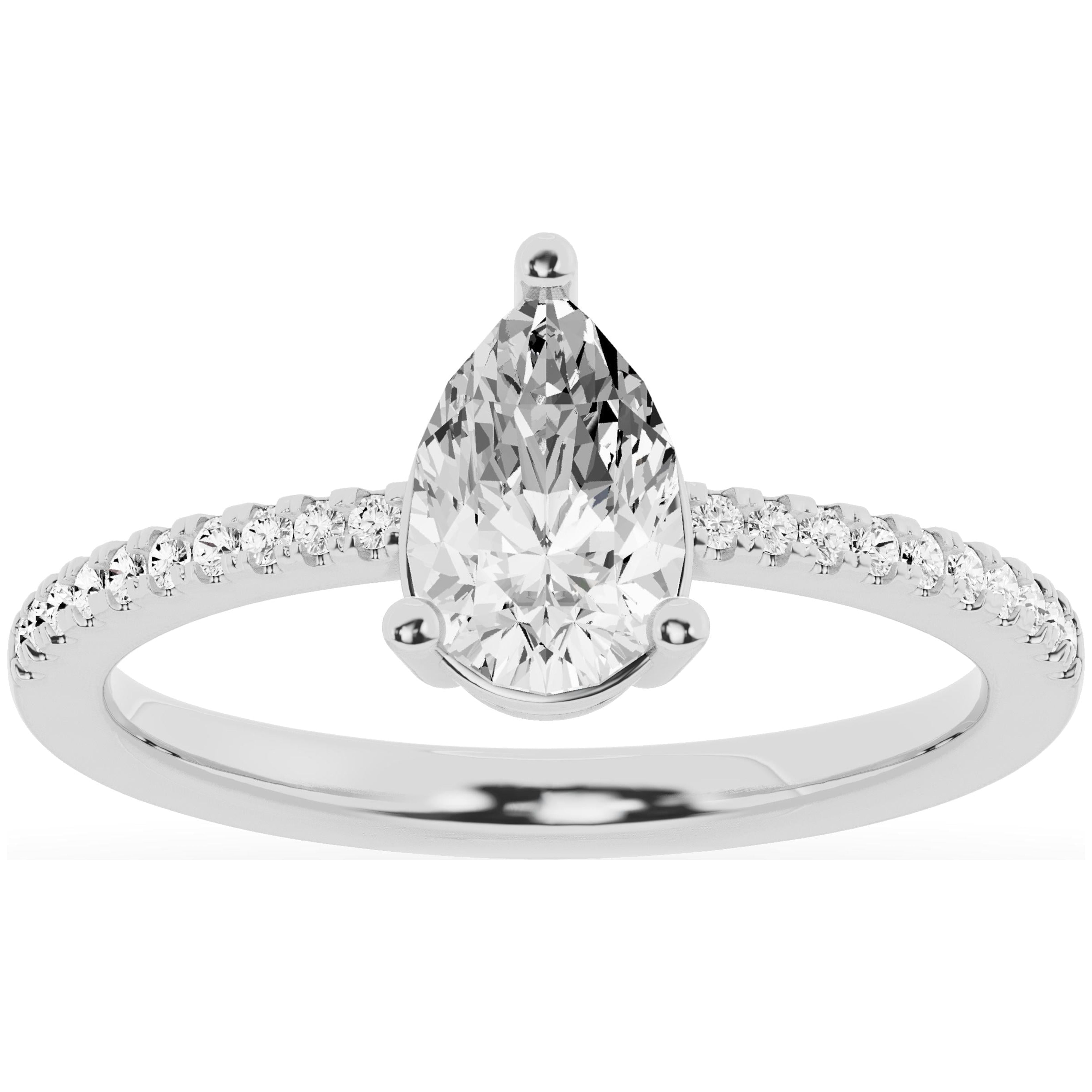 Unique Moments 1ct Lab Grown Pear Diamond Solitaire Engagement Ring 10K ...