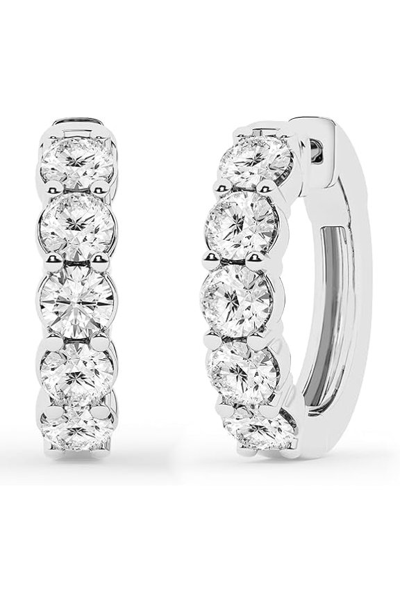 Unique Moments 2.0 Carat Lab Grown Diamond Huggie Hoop Earrings for Women in Sterling Silver (G+/SI)