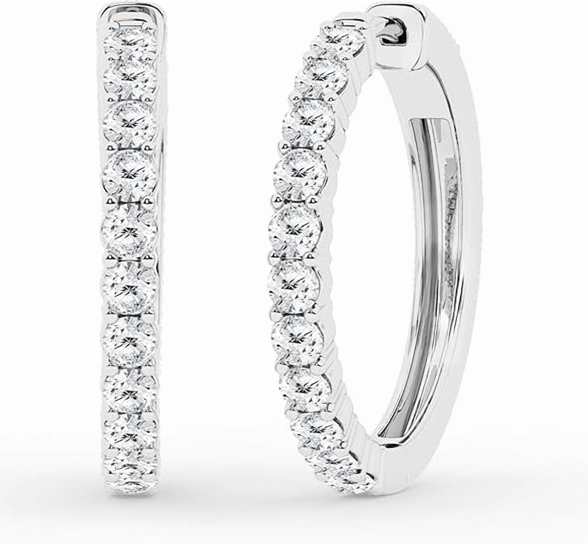 Unique Moments 2.0 Carat Round Single Row Lab Grown Diamond Hoop Earrings for Women in Sterling Silver (G+/SI)