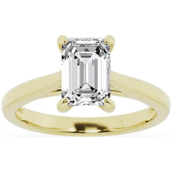 Unique Moments 2 ct Emerald Cut Lab Grown Diamond Engagement Ring 14K Yellow Gold