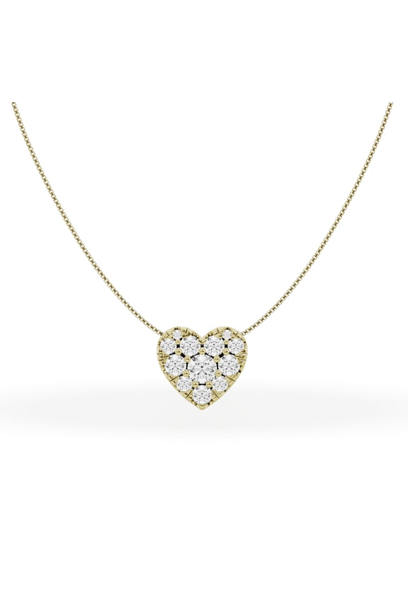 Unique Moments 2.00 Ct Round Lab Grown Diamond Heart Necklace 14K Yellow Gold