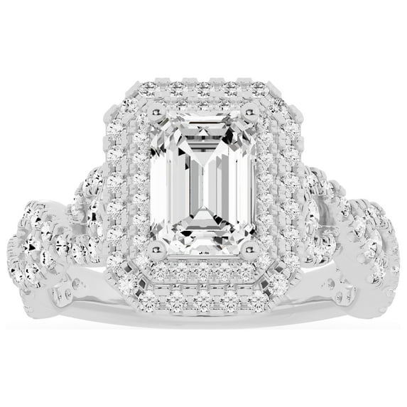 Unique Moments 2.5 ct Lab Grown Emerald Cut Diamond Engagement Ring 10K White Gold
