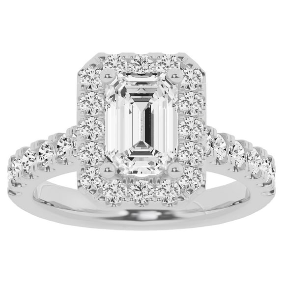 Unique Moments 2.5 ct Lab Grown Halo Radiant Shape Diamond Engagement Ring 10K White Gold