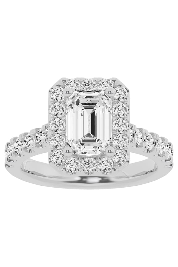 Unique Moments 2.5 ct Lab Grown Halo Radiant Shape Diamond Engagement Ring 10K White Gold
