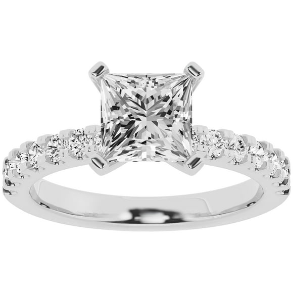 Unique Moments 2.50 Ct Diamond Solitaire With Accents Princess Engagement Ring 10k White Gold