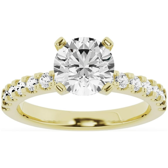 Unique Moments 2.50 Ct Diamond Solitaire With Accents Round Engagement Ring 14K Yellow Gold