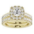 thumbnail image 1 of Unique Moments 2.50 Ctw Lab Grown Round Halo Diamond Engagement Matching Wedding Ring Set 14K Yellow Gold, 1 of 6