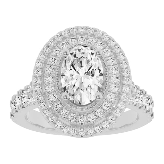 Unique Moments 2.50 Ct Lab Grown Split Shank Oval Diamond Halo Engagement Ring 10K White Gold