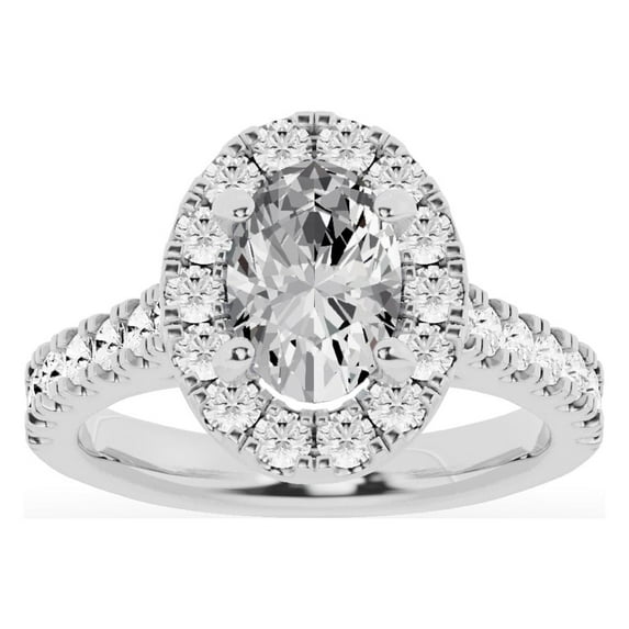 Unique Moments 2.50 ct Lab Grown Diamond Halo Oval Engagement Ring 10K White Gold