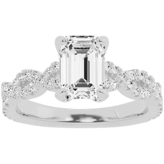 Unique Moments 2.50 ct Lab Grown Emerald Diamond Infinity Solitaire Engagement Ring 10K White Gold