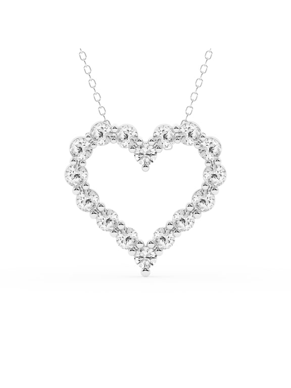 Unique Moments 2 Carat Round Lab Grown Diamond Heart Pendant Necklace for Women in Sterling Silver (G-H,SI2-I1)