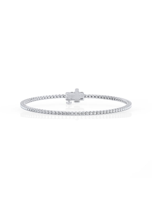 Unique Moments 2 Cttw Round Lab Grown Diamond Tennis Bracelet in 10K White Gold, G Color SI Clarity