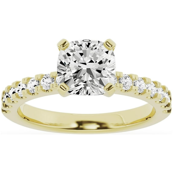 Unique Moments 2 Ct Diamond Solitaire With Accents Cushion Engagement Ring 10k Yellow Gold
