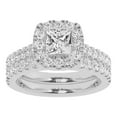 thumbnail image 1 of Unique Moments 2 Ctw Lab Grown Princess Halo Diamond Engagement Matching Wedding Ring Set 10K White Gold, 1 of 6