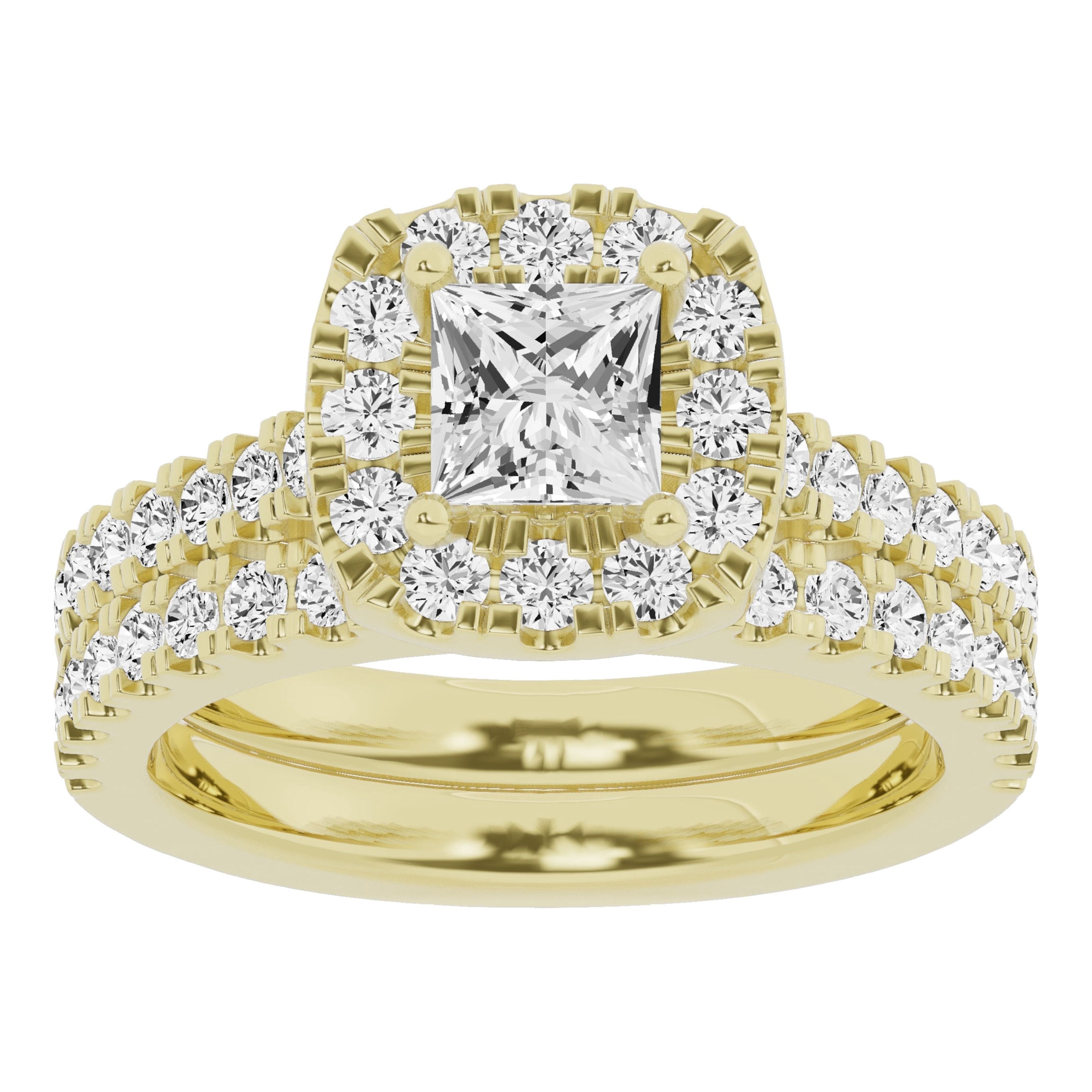Unique Moments 2 Ctw Lab Grown Princess Halo Diamond Engagement ...