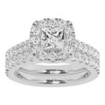thumbnail image 1 of Unique Moments 2 Ctw Lab Grown Princess Halo Diamond Engagement Matching Wedding Ring Set 14K White Gold, 1 of 6